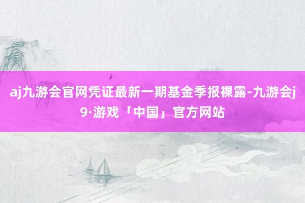 aj九游会官网凭证最新一期基金季报裸露-九游会j9·游戏「中国」官方网站